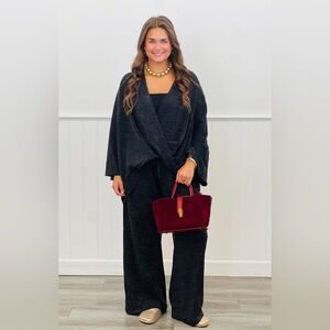 NWT | Black Shimmery 2 Piece Set | Oversized Cozy Chic | Engel Lane | M